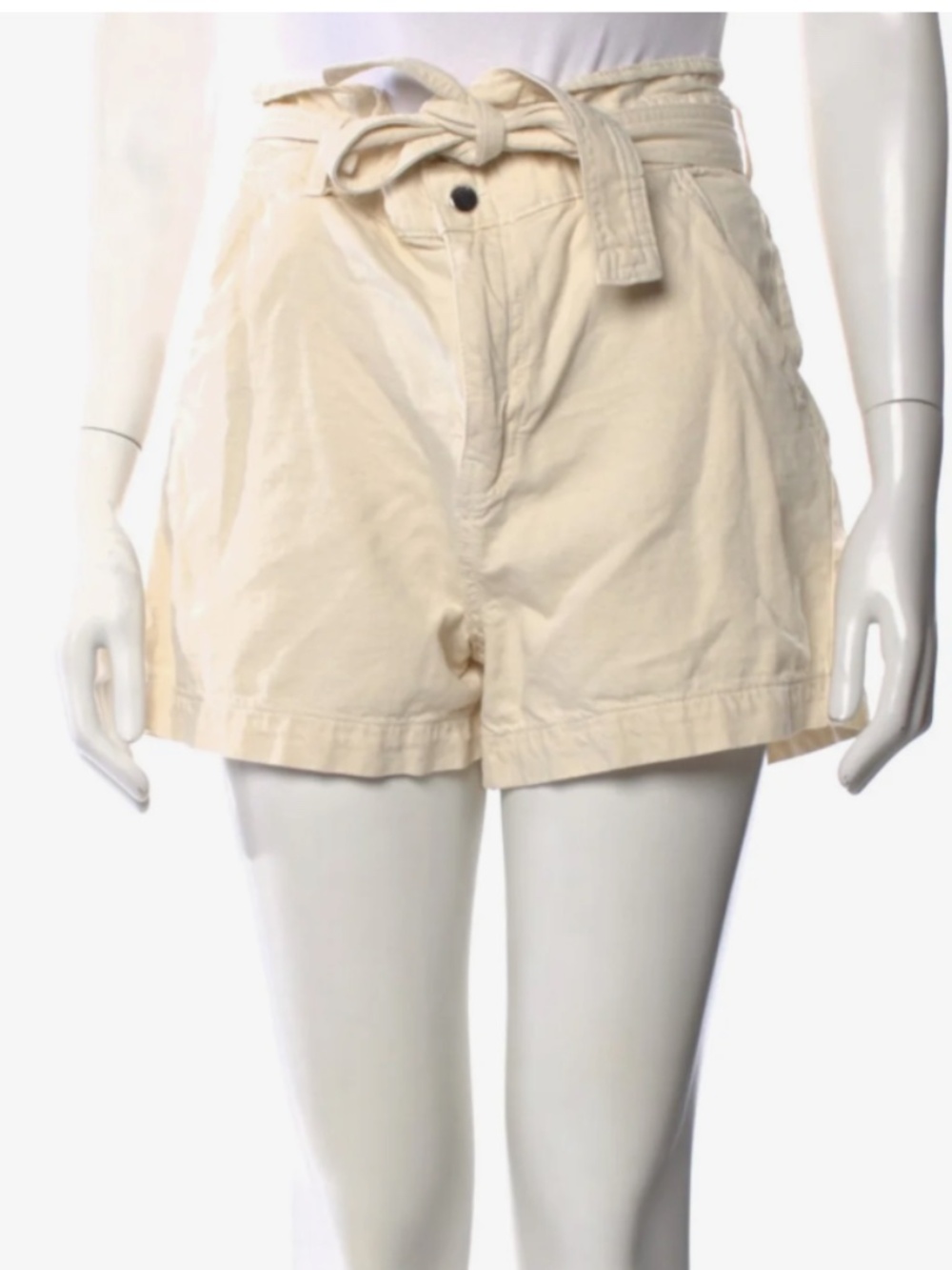 Ba&sh High-Rise Paperbag Waist White Women’s Shorts with Tie Belt